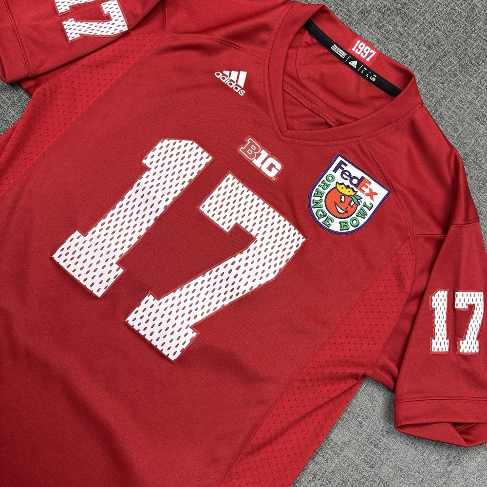 Adidas Nebraska Cornhuskers‎ Football Jersey #17 Sz L 1997 Commemorative Patch